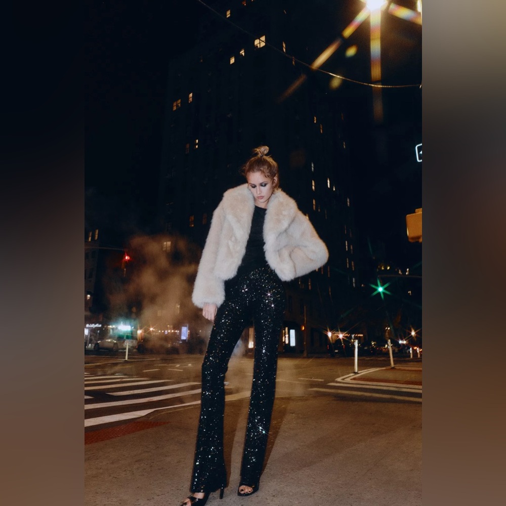 Elegant Black Sequin Dress Pants